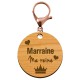 Porte-clé annonce Marraine "Marraine ma Reine" personnalisable avec mousqueton rose métallique