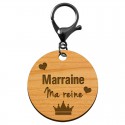 Porte-clé annonce Marraine "Marraine ma Reine" à personnaliser avec un mousqueton de couleur noir métallique