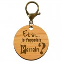 Porte-clé annonce Parrain "Et si je t'appelais Parrain?" à personnaliser avec mousqueton de couleur bronze
