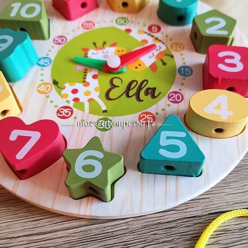 Puzzle horloge 3d en bois apprentissage enfant Montessori