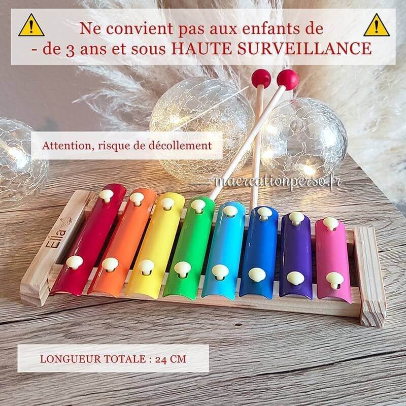 Xylophone bois et métal pour enfant personnalisé prénom