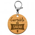 Porte clé identification pour cartable personnalisable mousqueton vieil or