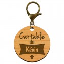 Porte-clé d'identification "Cartable de..." personnalisé mousqueton vieil or