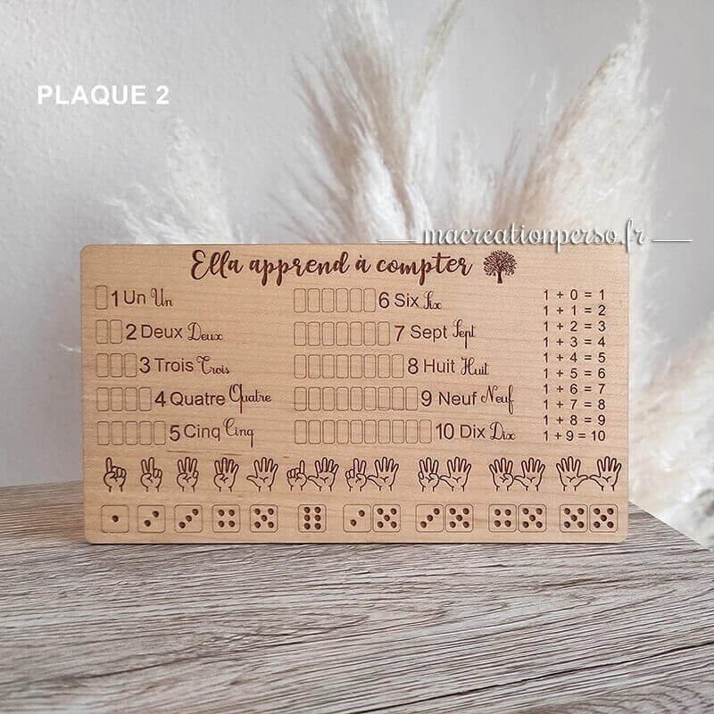 Tableau en bois du boulier pour apprendre les chiffres N° 2