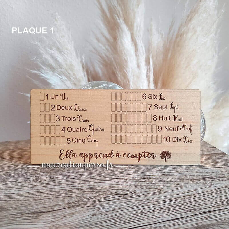 Plaquette d'apprentissage en bois clair du boulier enfant N° 1