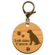 Porte-clé chien "Petit chien d'amour" artisanal en bois à personnaliser avec mousqueton bronze