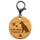 Porte-clés gravé Petit chien D’amour en bois 45 mm avec mouqueton de couleur noire