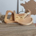 Trancheuse charcuterie manuelle à couper le saucisson personnalisable en bois avec plateau