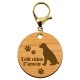 Porte-clé personnalisable en bois Petit chien D’amour de taille 45 mm avec mousqueton de couleur or