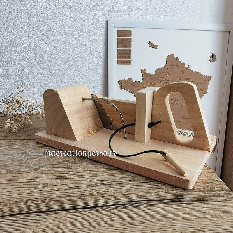 Mini trancheuse à charcuterie manuelle personnalisé en bois avec lame en inox