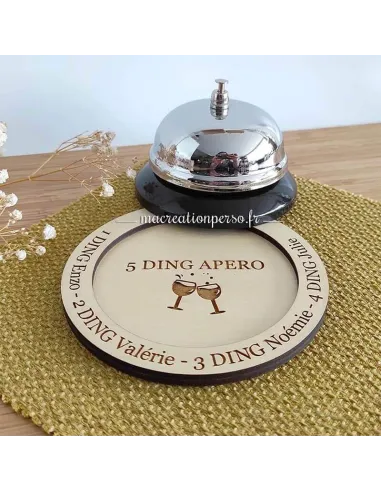 Cloche sonnette argent avec base personnalisée