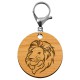 Porte-clés personnalisé lion en bois avec mousqueton argent