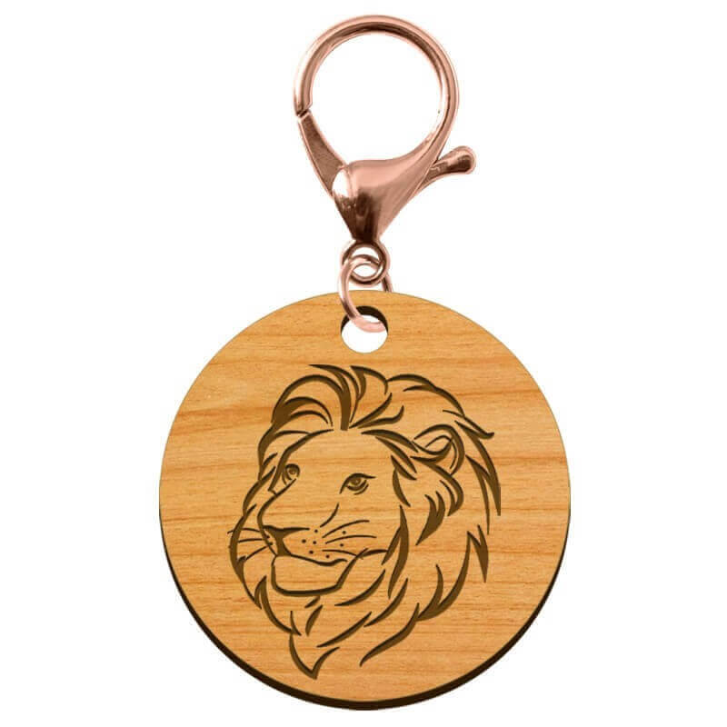 Porte-clé personnalisable avec Lion et mousqueton rose
