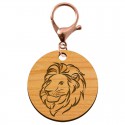 Porte-clé personnalisable avec Lion et mousqueton rose