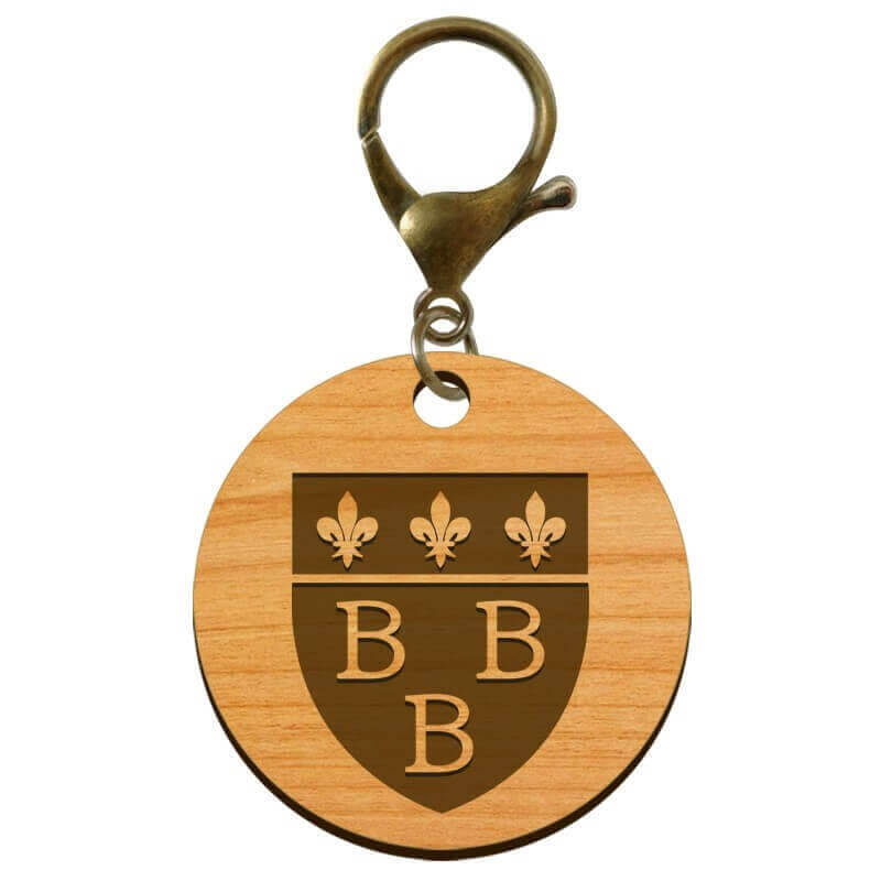 Porte clef Trèbes blason 3B en bois personnalisé mousqueton bronze 