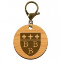 Porte clef Trèbes blason 3B en bois personnalisé mousqueton bronze 
