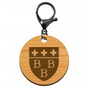 Porte-clé ville de Trèbes 3B bois personnalisé mousqueton noir