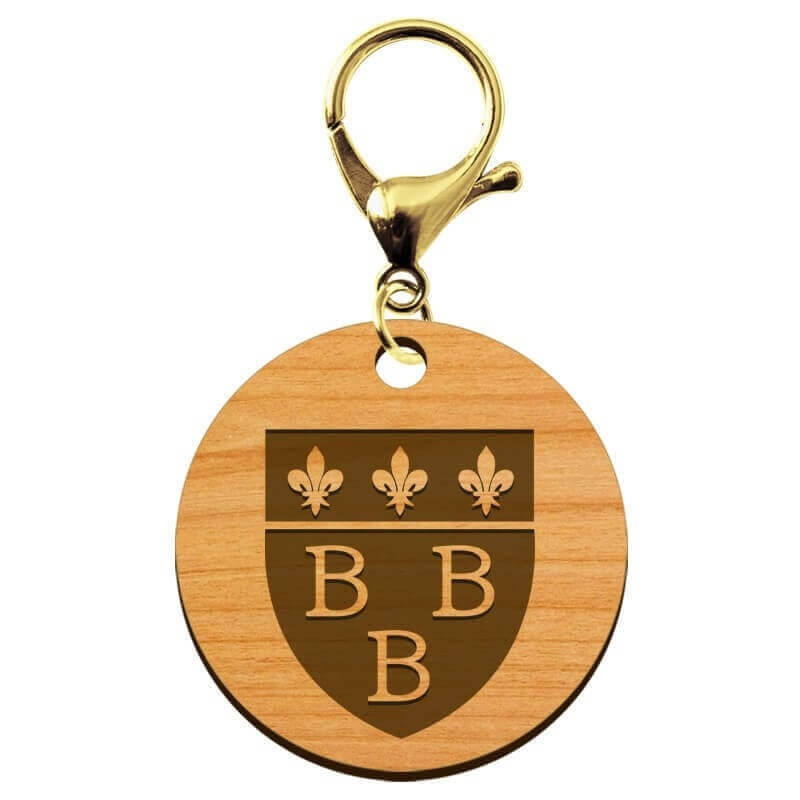 Porte clé Trèbes 3B en bois personnalisé mousqueton doré