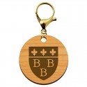 Porte clé Trèbes 3B en bois personnalisé mousqueton doré