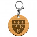 Porte-clé Trèbes ville personnalisé blason 3B en bois mousqueton argenté