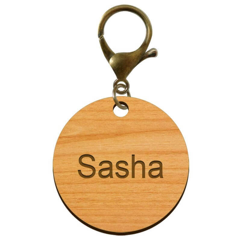Médaille pour animal de compagnie en bois à personnaliser 40 mm mousqueton bronze