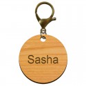 Médaille pour animal de compagnie en bois à personnaliser 40 mm mousqueton bronze