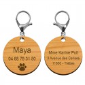 Recto verso médaille pour animal de compagnie en bois à personnaliser 40 mm