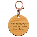 Médaille pour animal de compagnie en bois personnalisé mousqueton rose