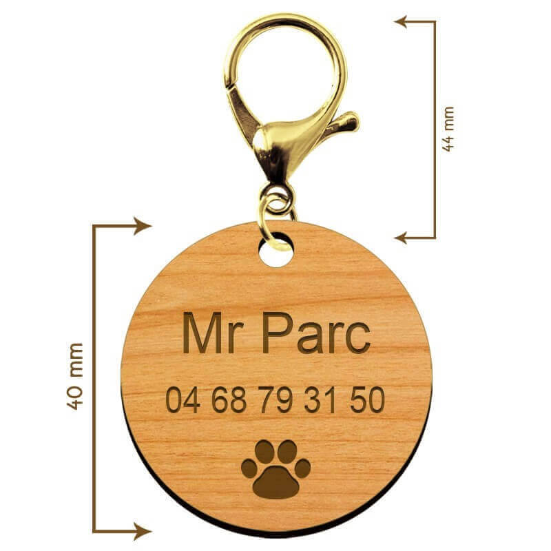 Dimensions médaille pour animal de compagnie en bois personnalisé 