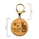 Dimension de la médaille chat personnalisable en bois de taille 30 mm avec mousqueton de couleur or