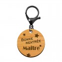 Porte-clé Maître "Bonne Rentrée Maître" en bois - 30 mm mousqueton noir