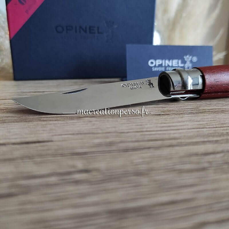Couteau Opinel padouk n° 8  pliant lame acier inox avec coffret
