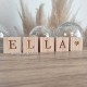 Cube en bois massif déco prénom lettre Ella coeur gravé
