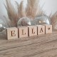 Petit cube en bois personnalisé massif déco alphabet prénom lettre Ella coeur