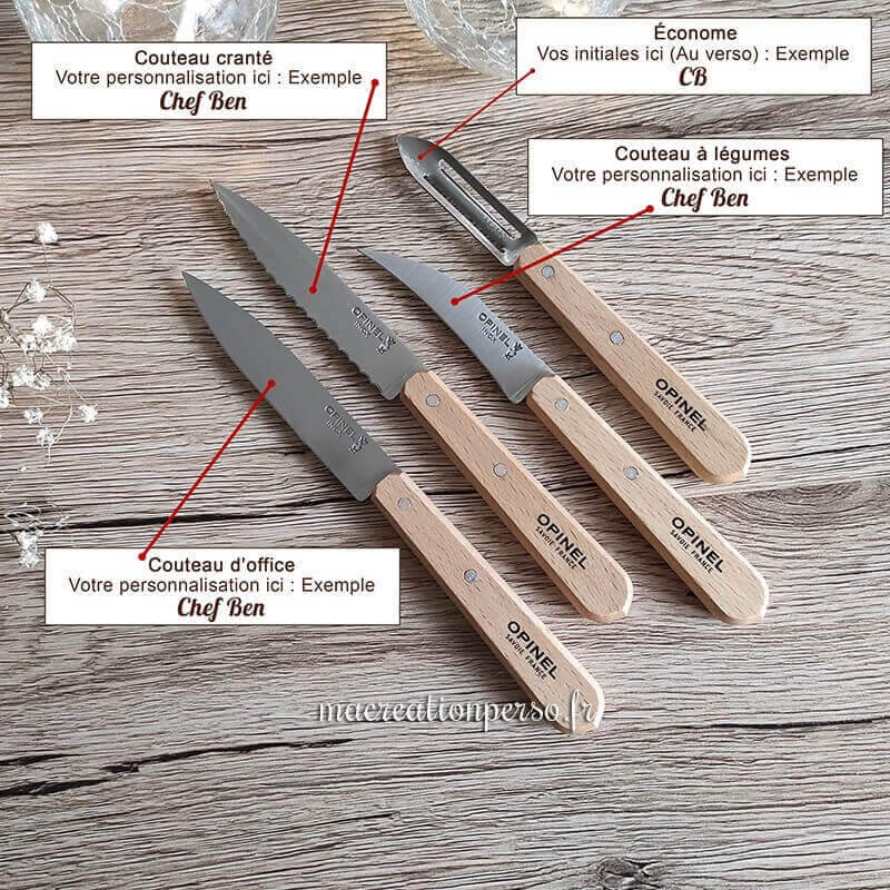 Coffret couteau cuisine Opinel les essentiels personnalisé