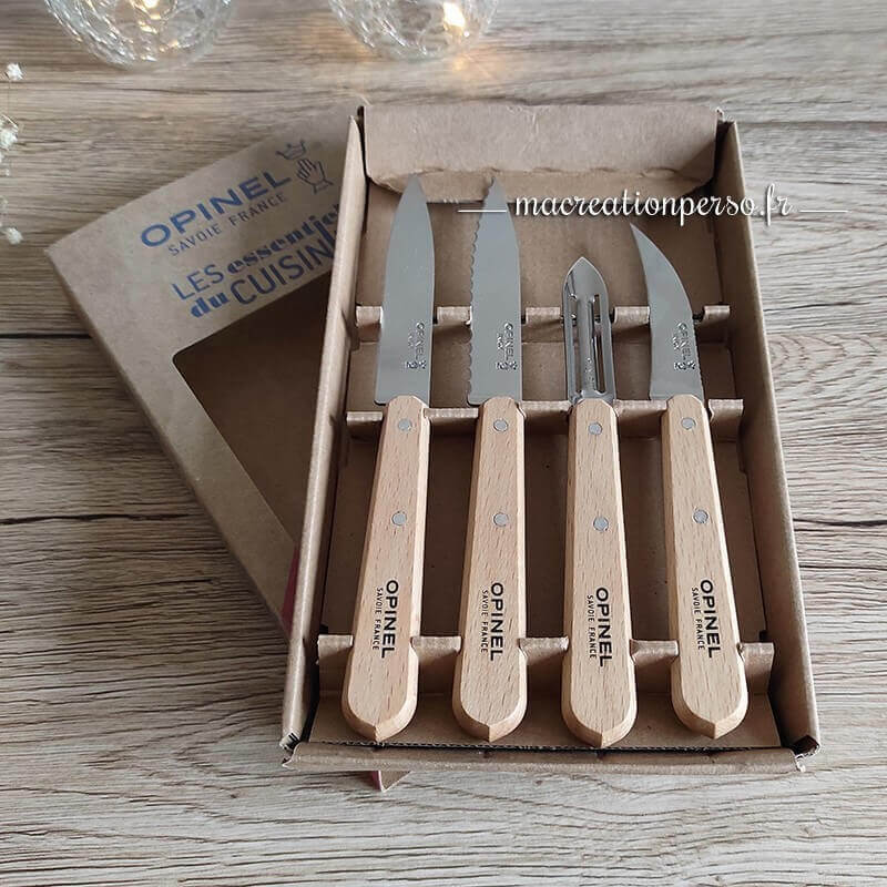 Coffret couteau Opinel les essentiels du cuisinier personnalisable
