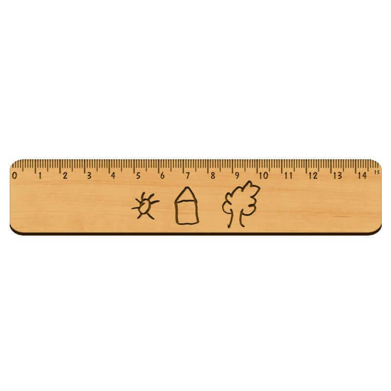 Règle gravée avec dessin ou écriture 