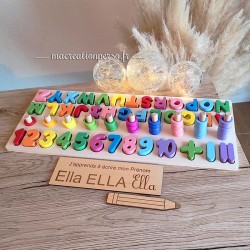 Puzzle alphabet en bois Montessori lettres chiffres enfant
