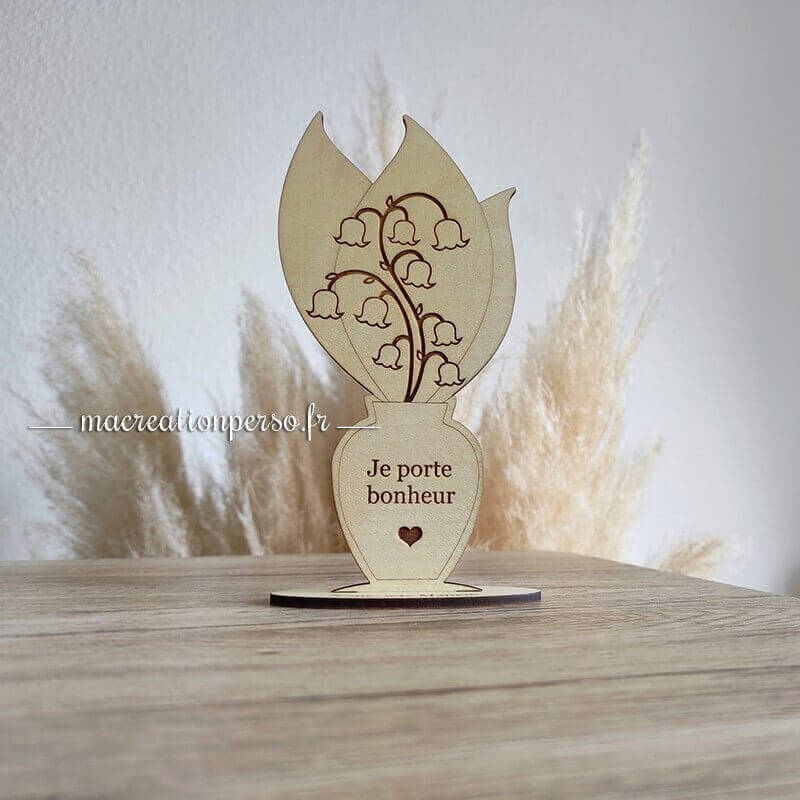 Brin de muguet bois porte bonheur original 1 er mai