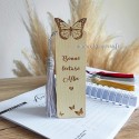 Marque page papillon personnalisé prénom pompom gris