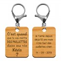 Recto verso porte-clé "C'est quand que tu vas mettre des paillettes dans ma vie kevin" à personnaliser