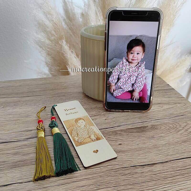 Marque page photo enfant à personnaliser en bois
