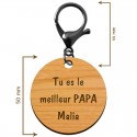Dimensions du porte-clé personnalisé en bois 50mm avec mousqueton noir