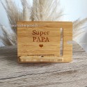 Support pour tablette bois bambou personnalisé sur pied gravé super papa cœur