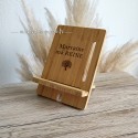 Support tablette sur pied en bois de bambou personnalisé marraine arbre de vie