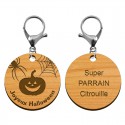Recto verso porte-clé Halloween personnalisé en bois "Joyeux Halloween"