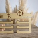 Porte médaille football bois personnalisé prénom ballon