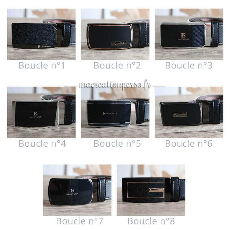 Ceinture homme automatique personnalisable gravée avec boucle noire