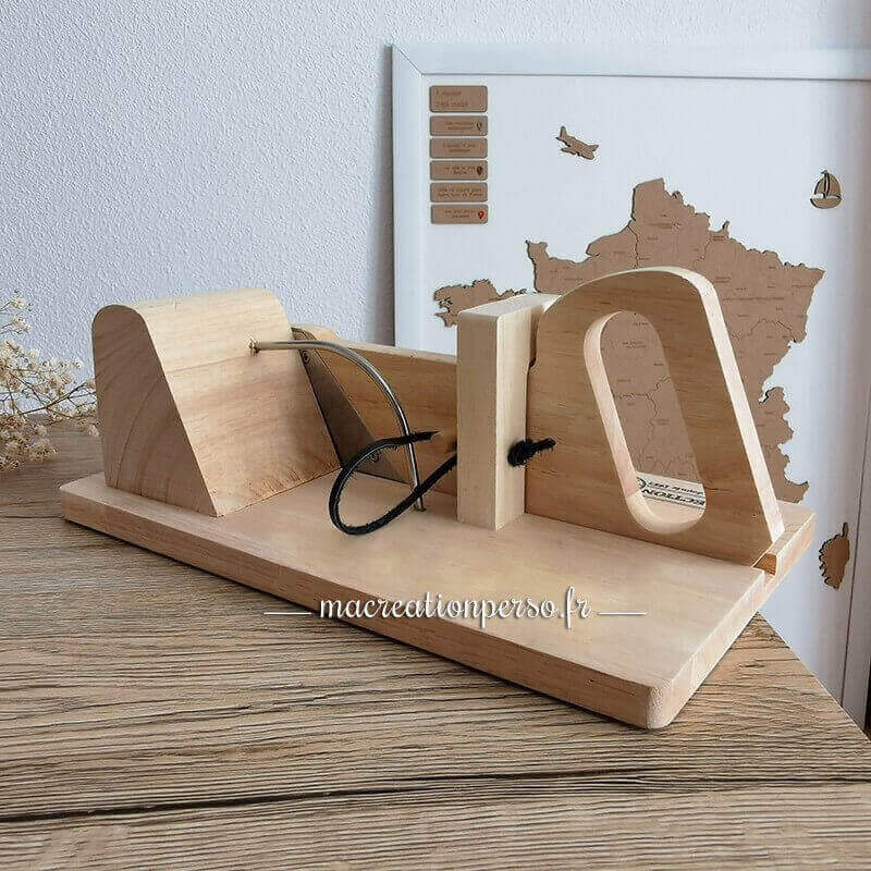 Trancheuse guillotine à saucisson rectangulaire en bois personnalisée