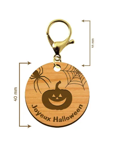 Dimensions porte-clé Halloween personnalisé en bois "Joyeux Halloween"